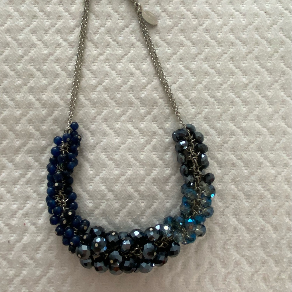 White House Black Market Blue Rhinestone Necklace